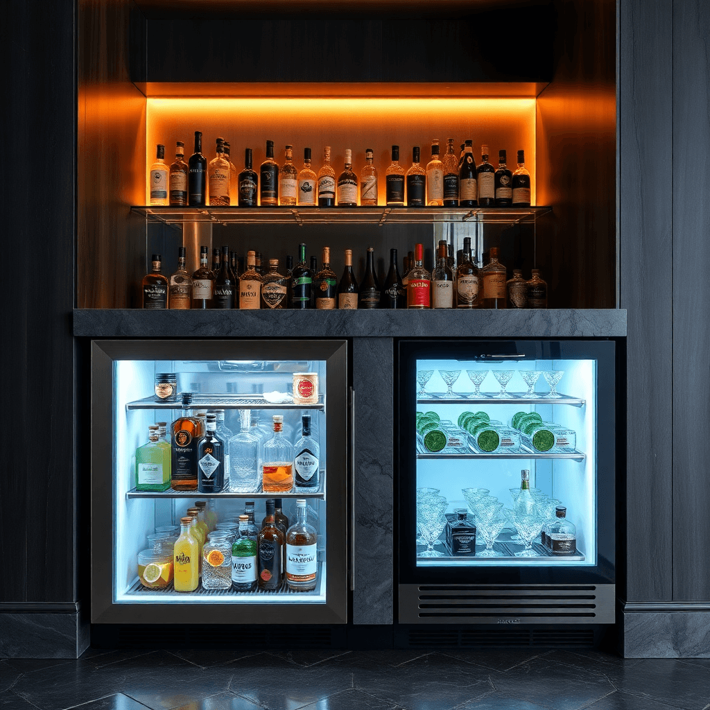 Sleek undercounter bar fridges
