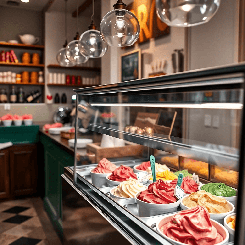 Professional gelato display case